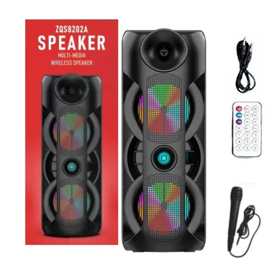 Sing-e Portable Wireless Speaker ZQS8202A  with Mic and Remote Control Black